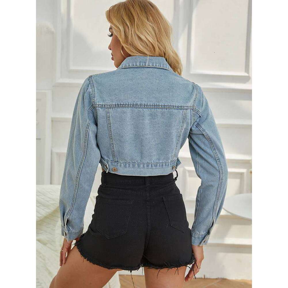 Designer Clothing 2025 Fitaylor Autumn Winter Women Single Breasted Long-Sleeve Denim Casual Jean Jacket Female Lapel Cropped Coat Tops Outwear