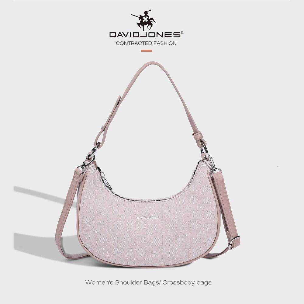 David Jones Multifunctional Women's Leather Underarm Autumn Summer Trendy Crescent Fashion Vintage Shoulder Bag