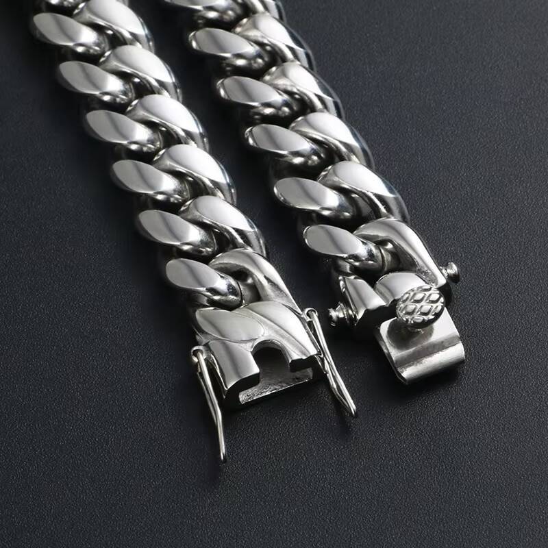 Double woven six-sided grinding titanium steel stainless steel mirror polishing necklace men and women's collar pendant with chain bag chain whip