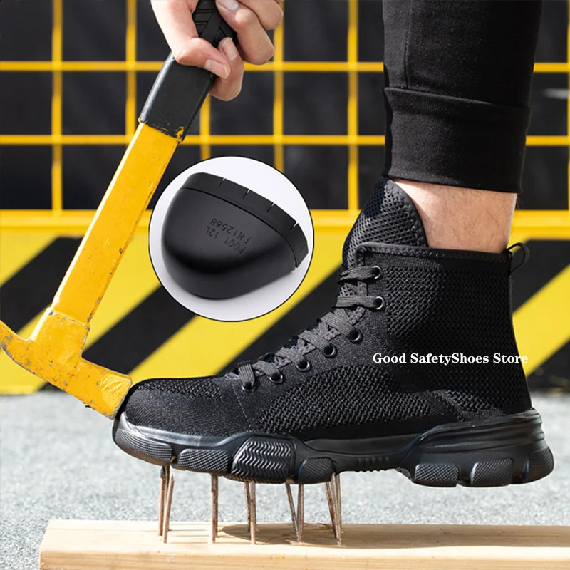 Fashion Safety Boots Men Steel Toe Work Shoes High Top Safety Work Boots Male -smash Construction Protective Footwear 250805