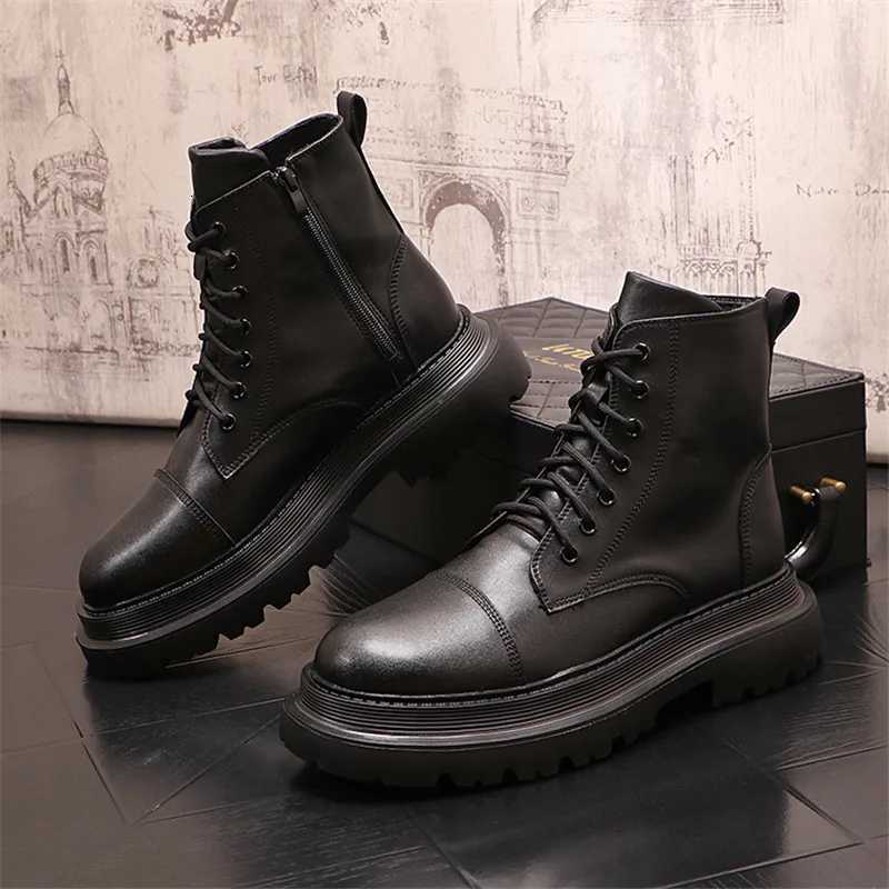 Mens English Style Thick Sole Design Men Boots Luxury High End Top Layer Leather Brand Purple Chelsea High Quality Casual Boots W250811