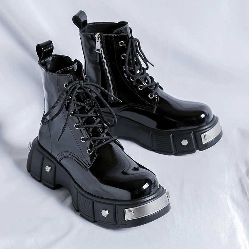 Autumn Men Platform Boots Casual Business Genuine Leather Ankle Boots Male Thick Sole Flats Sneakers British Party Dress Shoes W250811