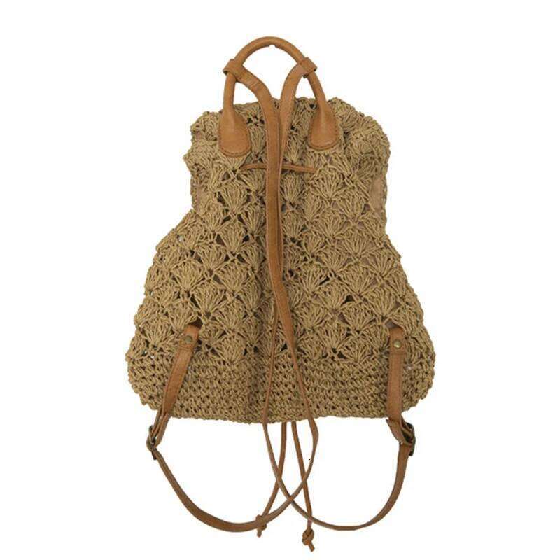 Casual Hollow Straw Backpacks Women Wicker Woven Back Packs Summer Beach Rattan Bag Vinatge Travel Bali Bags for lady 2021
