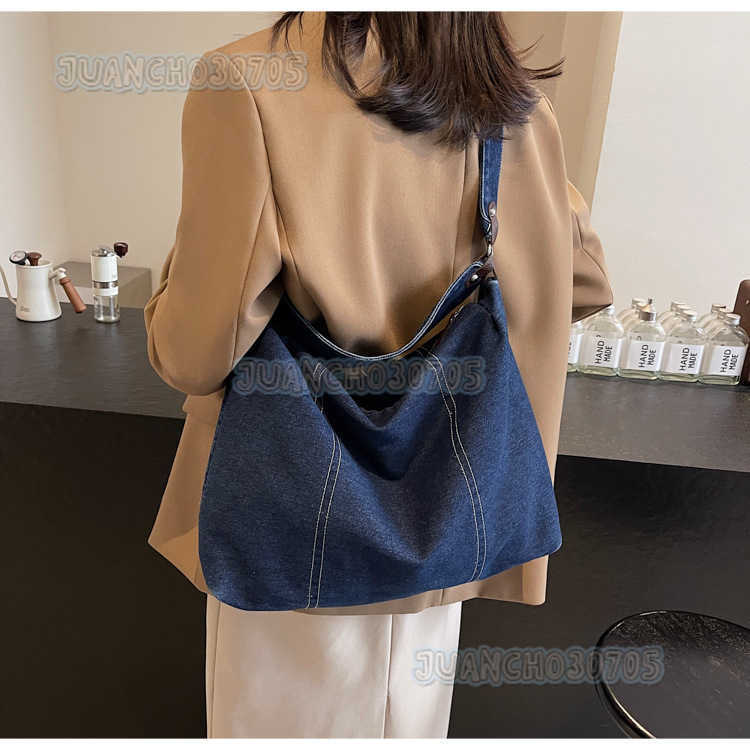 Style Casual Washed Denim Bag for Women 2025 New Fashion Versatile Large Capacity Shoulder Bag Underarm Bag H250809