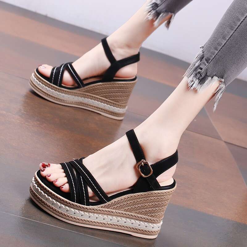 Wedge Thick Sole for Women Summer Simple 2025 New Fashion Casual Platform High Heel One Strap Sandals