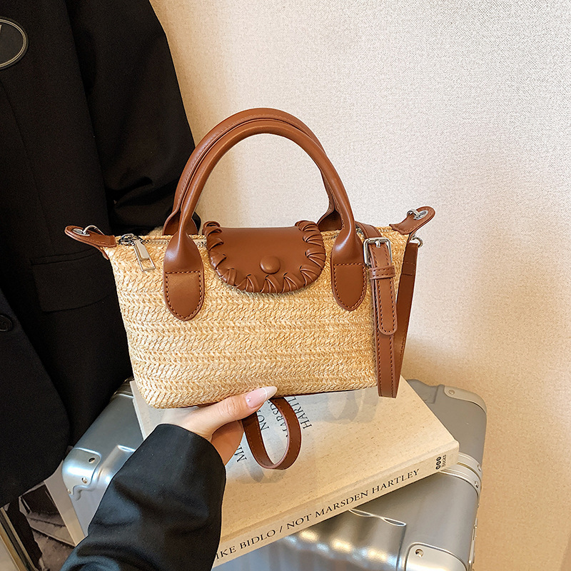 Beach Lazy Style Woven Small for Women New Summer Shoulder Crossbody Basket Bucket Straw Bag ddmymoon