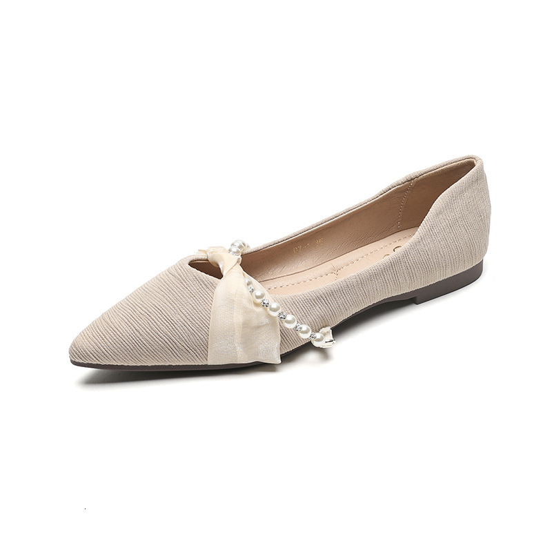 Women's pointed flat shoes 2025 designer's new pearl shallow mouth loafers