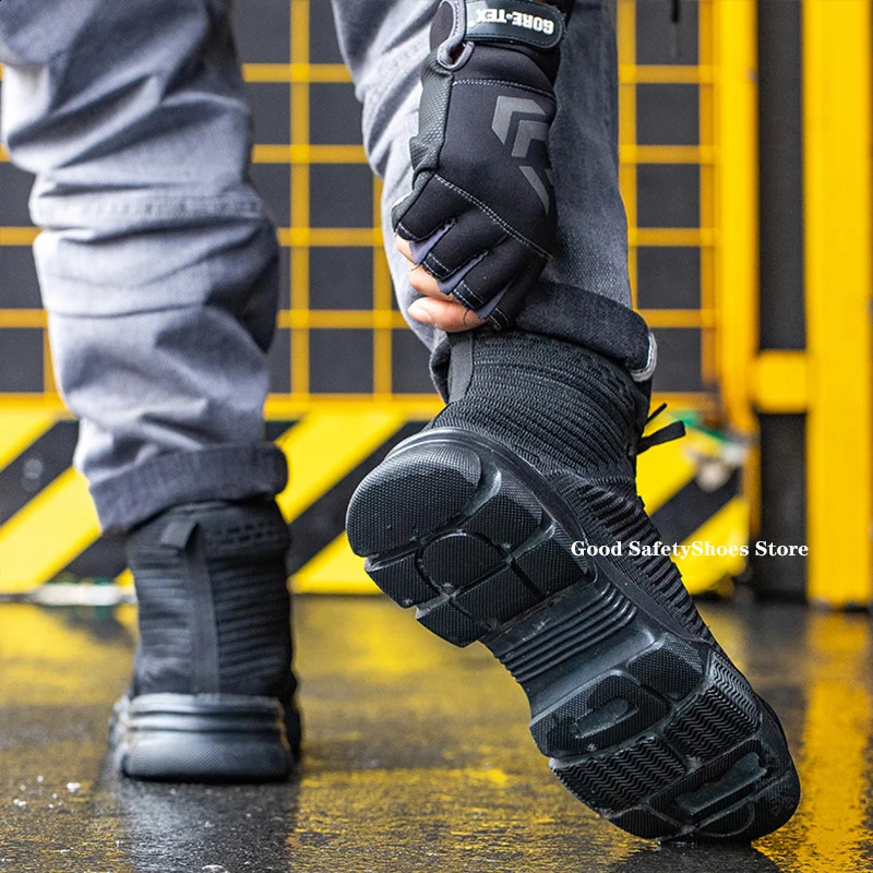 Fashion Safety Boots Men Steel Toe Work Shoes High Top Safety Work Boots Male -smash Construction Protective Footwear 250805