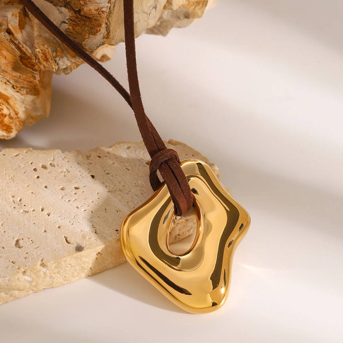 Youthway Trendy Stainless Steel Waterproof Irregular Geometric Metal Wax Rope Necklace Gold Sier For Women Jewelry Gift Jewelry for Women