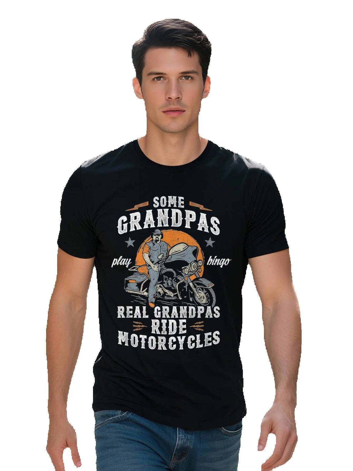 Some Play Bingo Real Grandpas Ride Motorcycles T Shirt Cotton c07ee 1b582