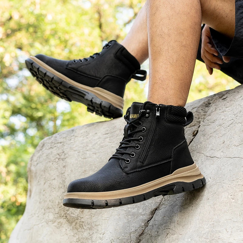 Mens Work Boots Steel Toe High Top Safety Shoes - Waterproof Anti-Puncture Non Slip Anti-Smash Indestructible Hiking Boots 250805