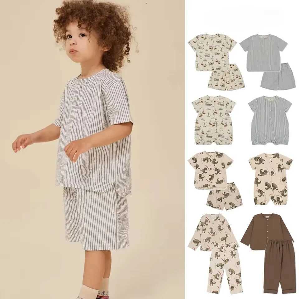 2025 Summer KS Baby Boys Printed T-Shirts Shorts Sets Kids Cotton Clothes Newborn Sailboat Jumpsuit Homewear Suits 1-6Y Z250811