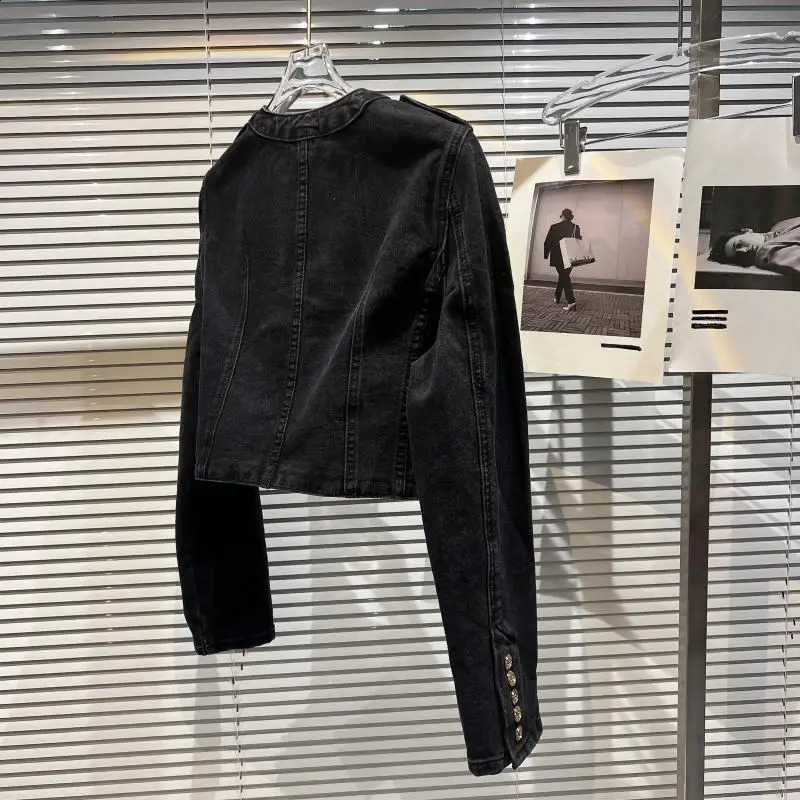 Metal buttons Denim 2 Piece Set Women Spring Autumn Retro Skirt Suits Short Denim Jacket Coat jeans Skirt Two Piece Set Sets 250807