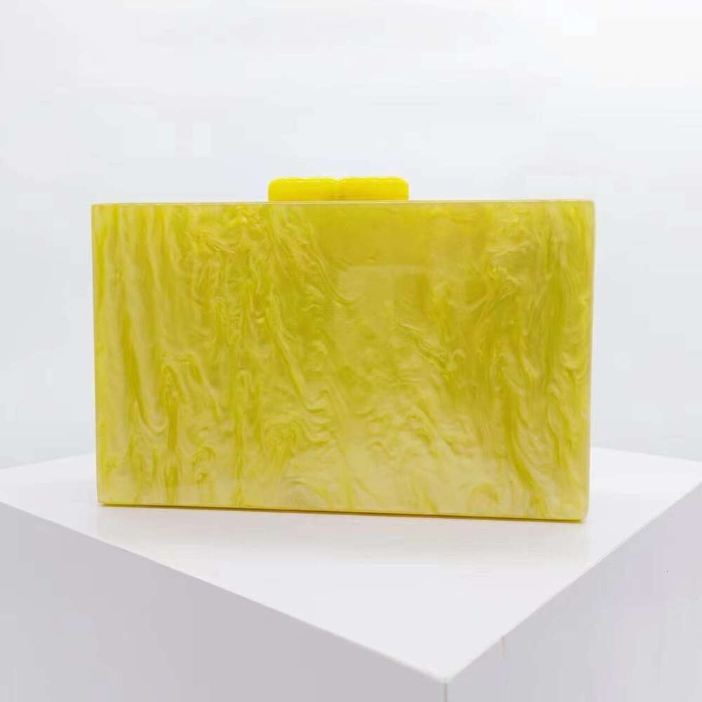 Women's New Yellow Pearlescent Acrylic Evening Bag Single Shoulder Crossbody Wedding Banquet Clutch