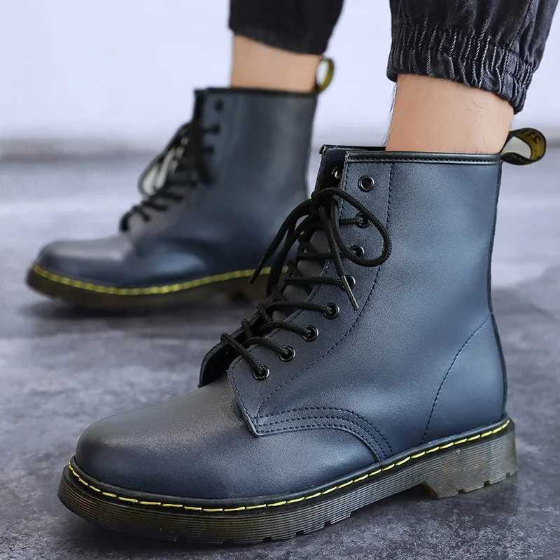 Men Genuine Leather Classic Six Hole Boots Fashion British Style Riding Short Ankle Boots Outdoor Boots Size 35-48 Womens Boots W250811