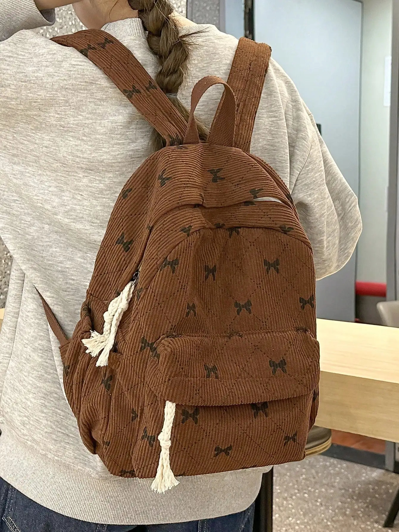 Mini Velvet Backpack for Women Compact Schoolbag Travel Shopping Solid Color Casual Daypack 250811