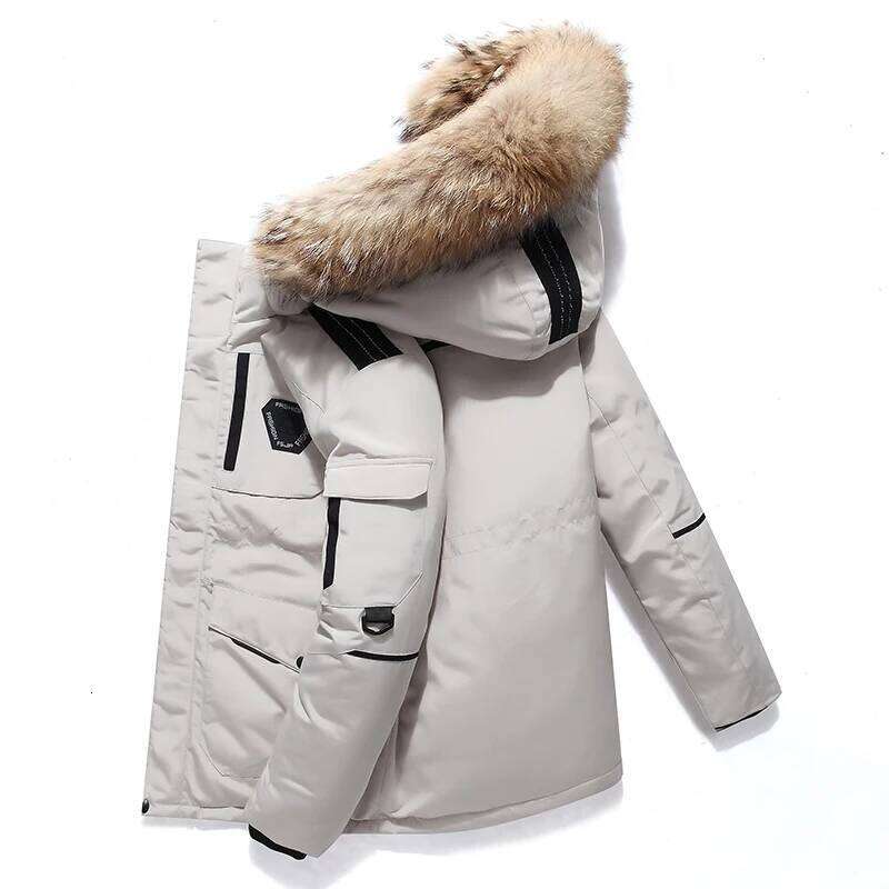 Winter Jacket Men Down Cotton Mid-length Large Fur Collar Male Thicken Coat Snow Overcoat -30 Degree Parkas