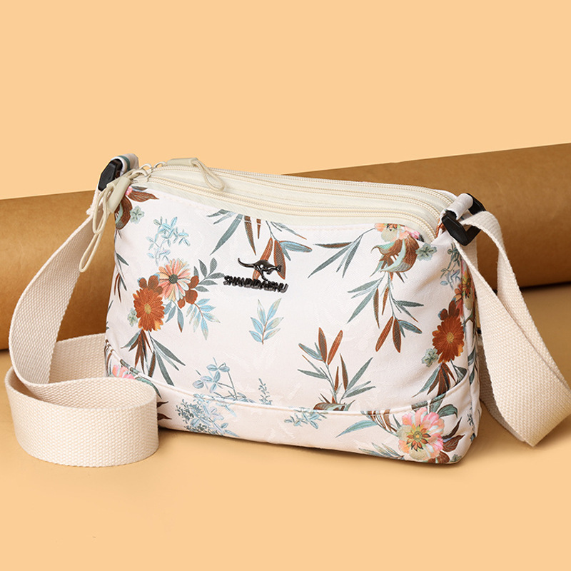 Trendy Printed Lightweight Water-Resistant Nylon for Women New Simple Three-Layer Large Capacity Shoulder Crossbody Bag ddmymoon
