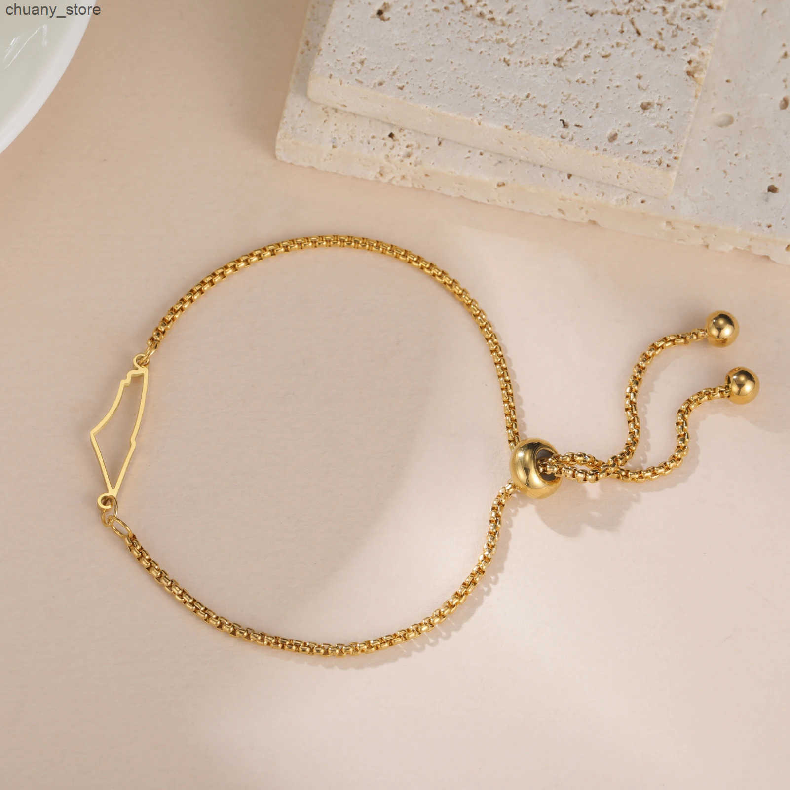 Hollow Palestine Map Pendant Stainless Steel Adjustable Box Chain for Men and Women Israeli Ethnic Jewelry Gift L250811