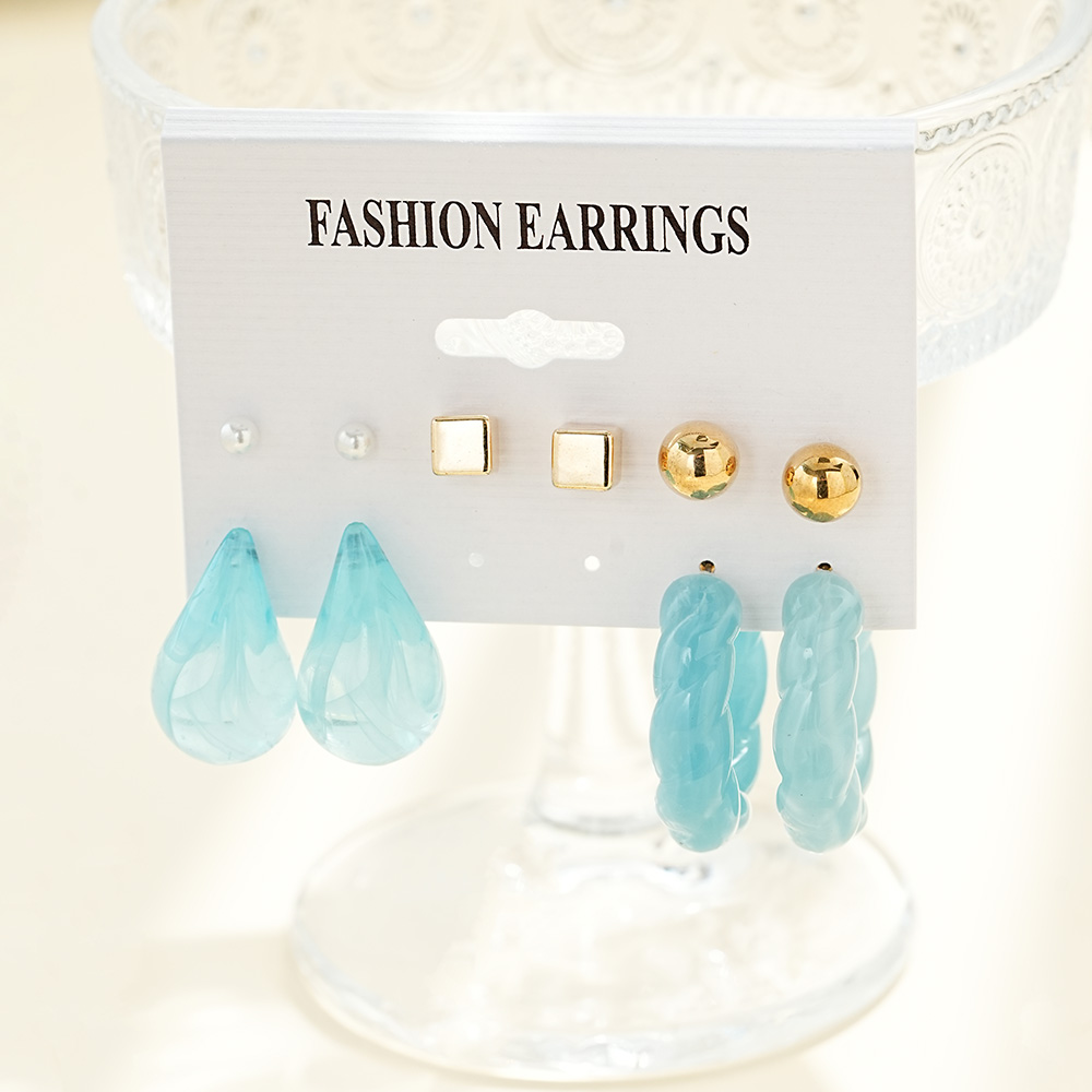 Fashionable accessory set: petal earrings and exaggerated colorful stud earrings set