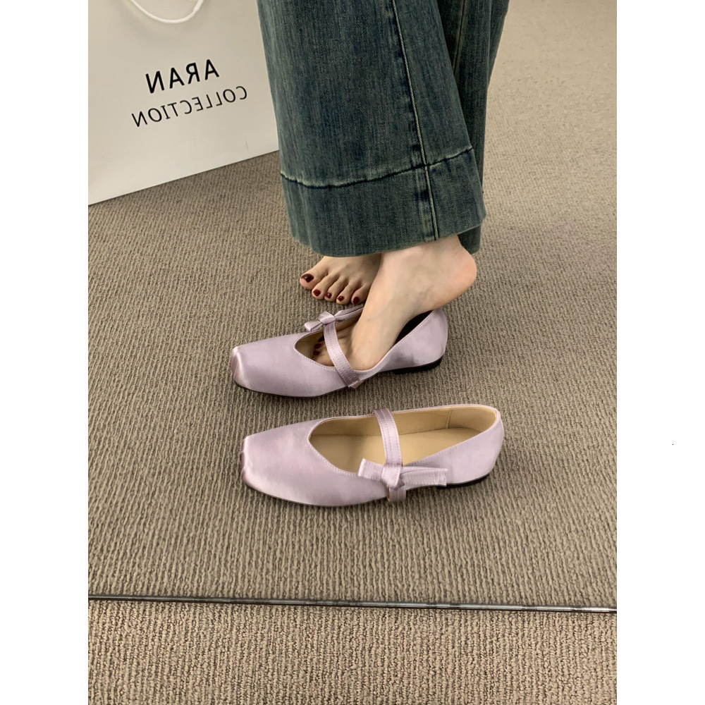 French satin ballet shoes 2025 designer's new comfortable single shoe