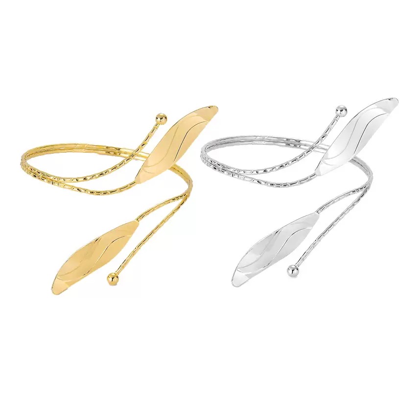 Fashionable high-quality sleeve badge with a simple leaf design, adjustable opening, and gold sleeve badge for women