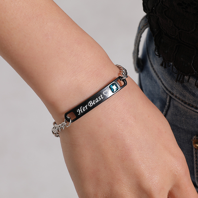 Engraved Trendy Fashion Simple Crown Couple Bracelet