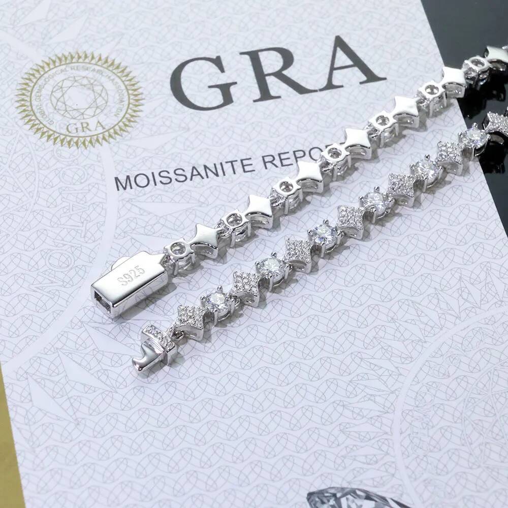Fast Shipping High Quality Moissanite Tennis Chain 6mm Shining Brightly D Color VVS 925 Silver Sterling Moissanite Necklace
