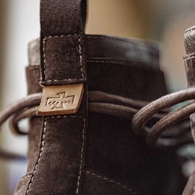 Madene Retro Brown Mid-top Boots Genuine Leather Breathable Casual Shoes for Men Fall and Winter Workwear Versatile Desert Boots W250811