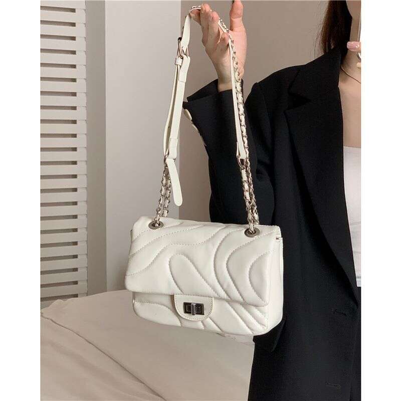 Square Chain with Embroidered Thread, Small Fragrant Wind Underarm Trendy Texture Bag, Summer Single Shoulder Crossbody