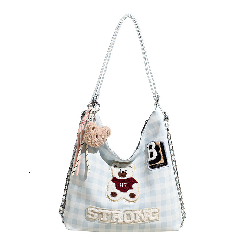2025 New Student Chain Tote Backpack Female Niche Design Sense Bear Shoulder Crossbody Bag ddmymoon