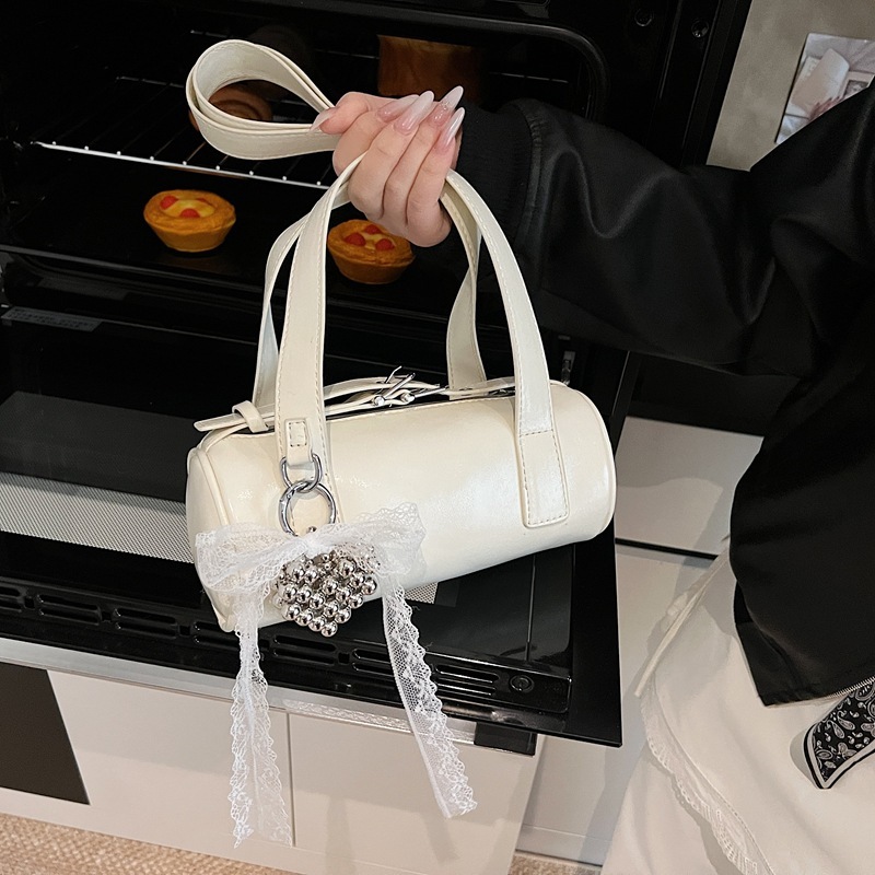 Korean Style Solid Color High-End Simple Trendy Pillow Single Shoulder Crossbody Women's Fashion Small Cylinder Bag ddmymoon