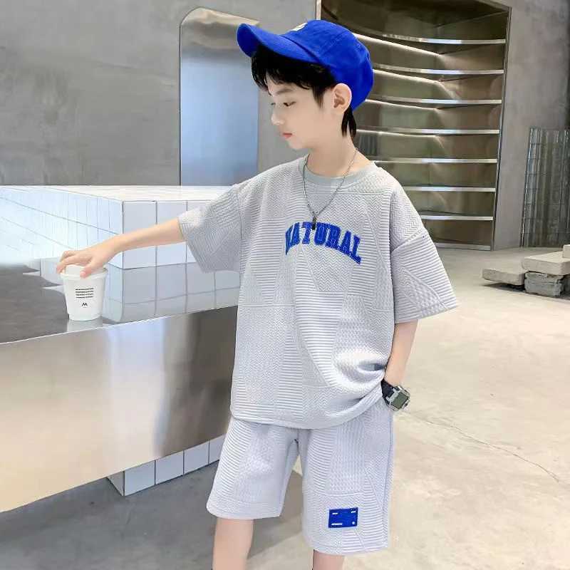 Boys Summer Casual Sets Thin Handsome T-shirt + Loose Shorts 2Pcs Kids Sportswear Loungewear Outfit Teenager Suit 5-14 Years Z250811