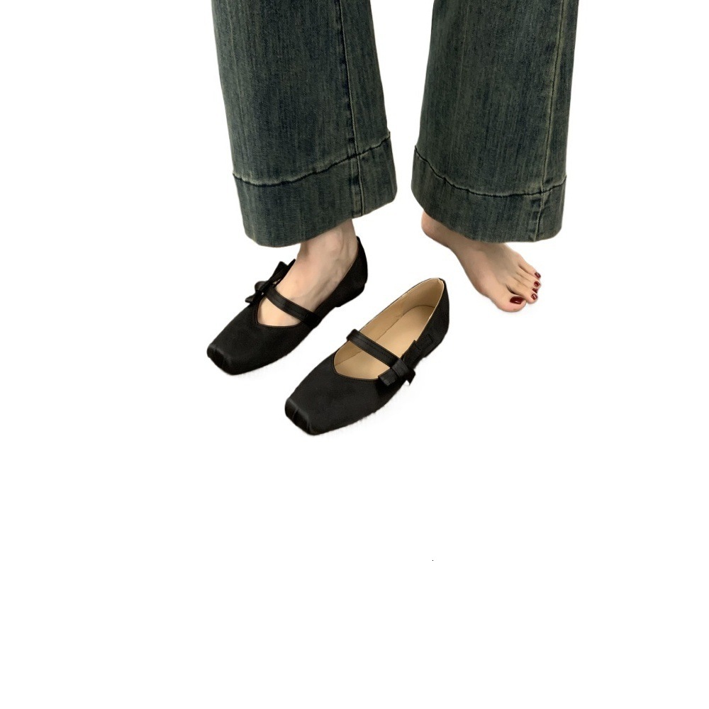 French satin ballet shoes 2025 designer's new comfortable single shoe