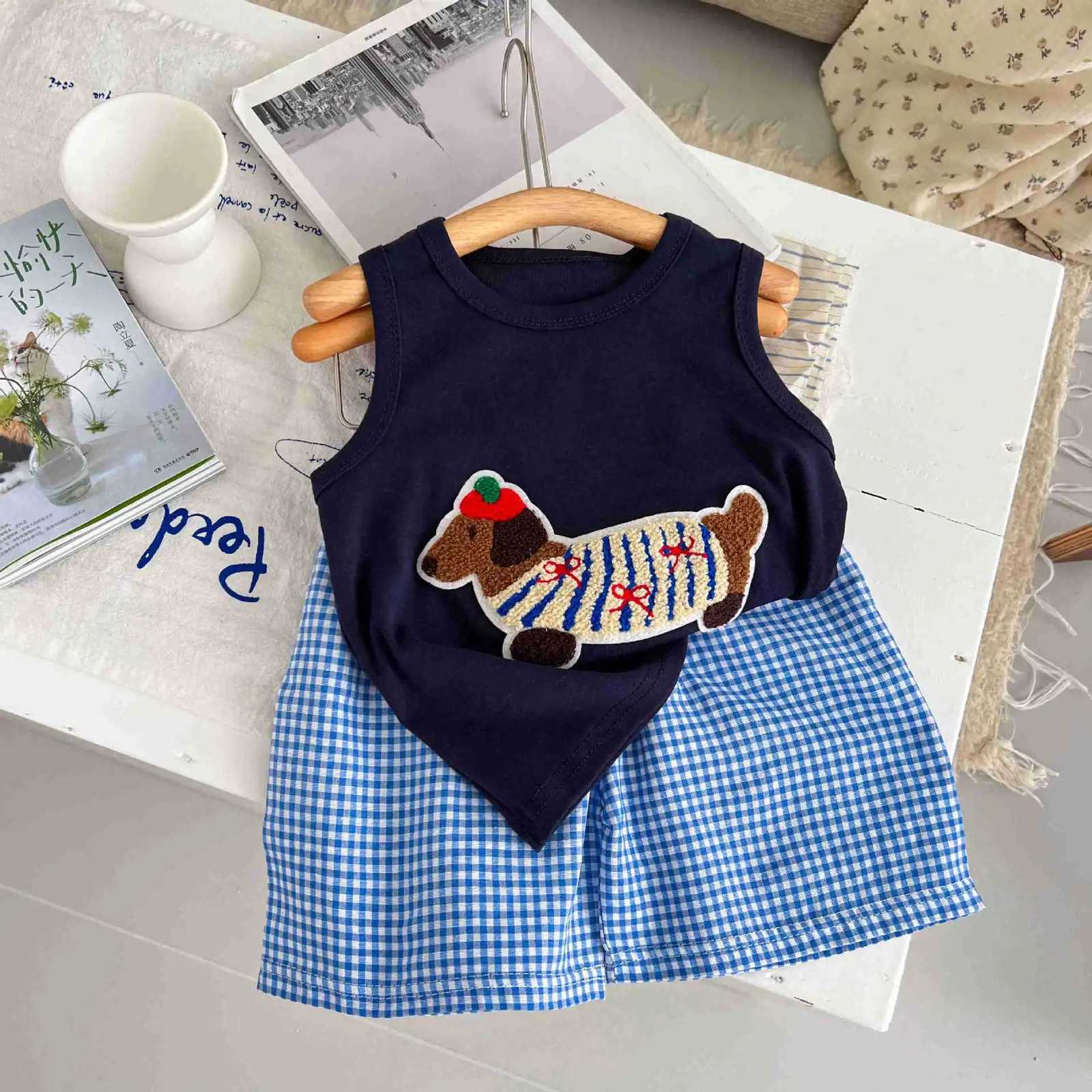 2-Piece Baby Girl Summer Clothes Sleeveless Loose Casual Tank Top and Plaid Shorts Set Outfit Sweatsuit Clothing Set Z250811