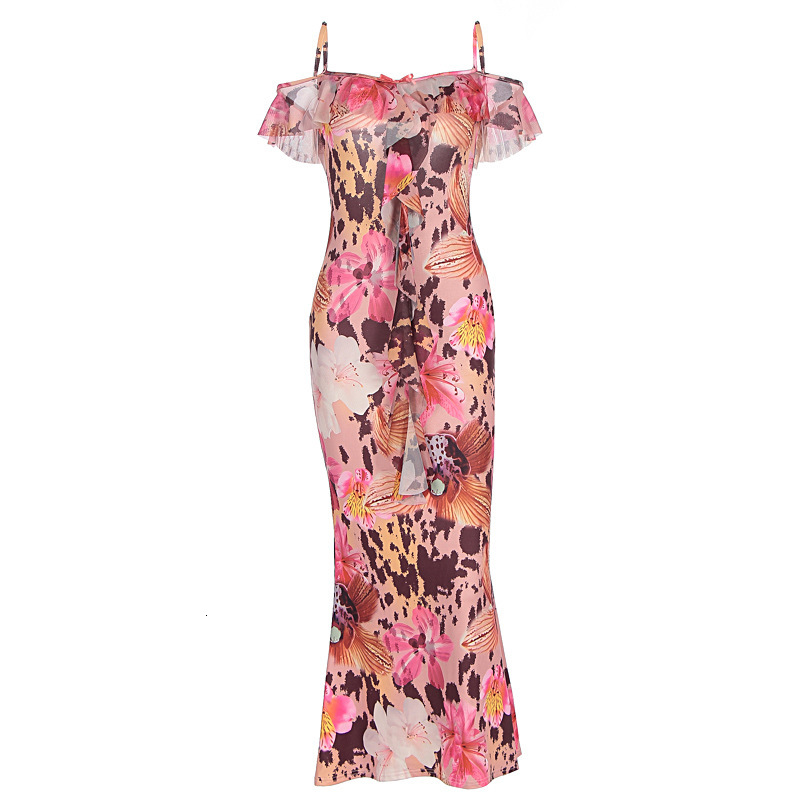 2025 summer new lace up strapless flower waist fashion slimming fashion print sexy tight fitting women's American dress new designer