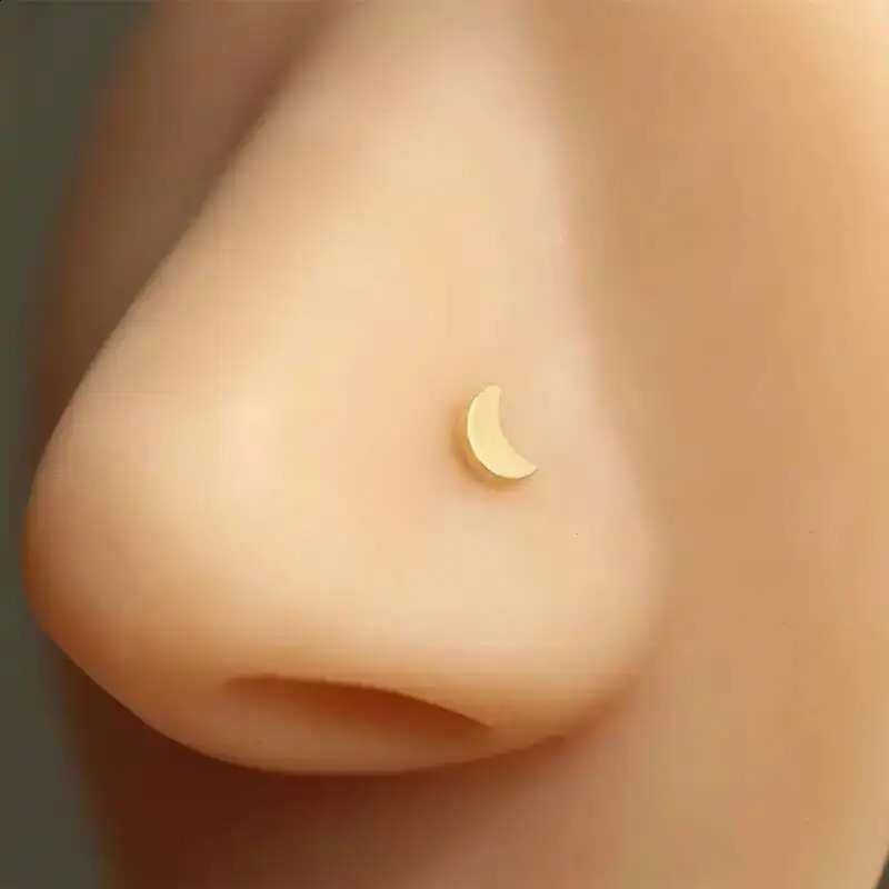 GOLDtutu 14K Gold Nose Ring Stud 20 Gauge L Shaped Nose Piercing Jewelry for Women and Men kj464 250807