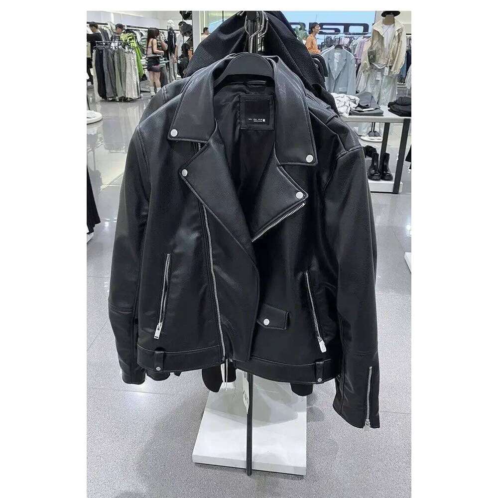 Designer Clothing 2025 Autumn Winter Men's Faux Sloping Zipper Motorcycle Jacket Punk Slim Leather Coat For Men Unisex Gothic Cargo Wear