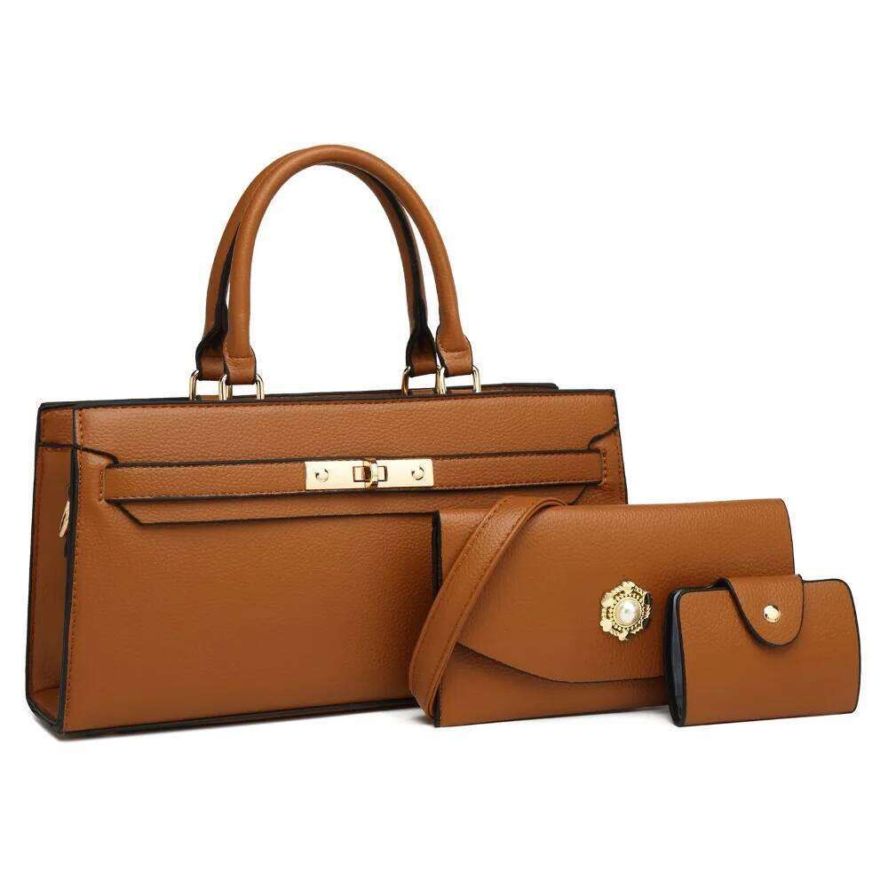 Handbag PU Leather Piece Set Convertible Crossbody Shoulder Tote Large Capacity Minimalist Work Bag