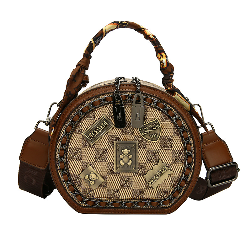 free shipping designer bags Luxury Bags Fashionable metal patch Bear metal brand small round bag with exquisite patterns