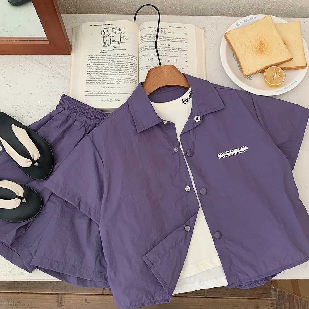 Childrens Summer Set Childrens Clothing Boys Korean Short Sleeved Shirt Casual Five Piece Pants Two-Piece Set Z250811