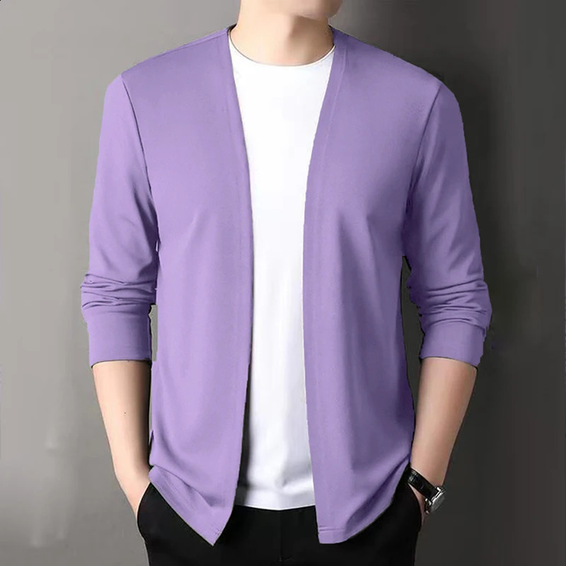 Slim Cardigan Spring and Autum Thin Outwear Casual Long-Sleeved Trendyy Versatile Mens Fashion Solid Color Slim Autum Cardigan Mens Clothing 250805