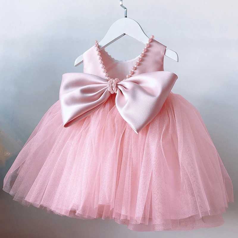 Toddler Girls 1st Birthday Clothes Backless Bow Cute Baby Baptism Gown Kids Wedding Party Elegant Princess Dress for Girls Dress W250811