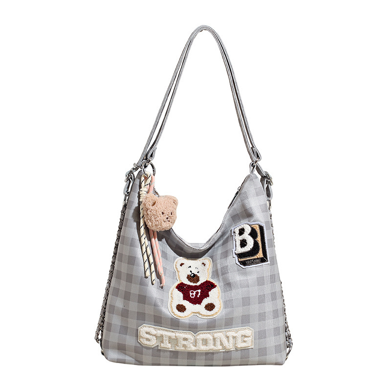 2025 New Student Chain Tote Backpack Female Niche Design Sense Bear Shoulder Crossbody Bag ddmymoon