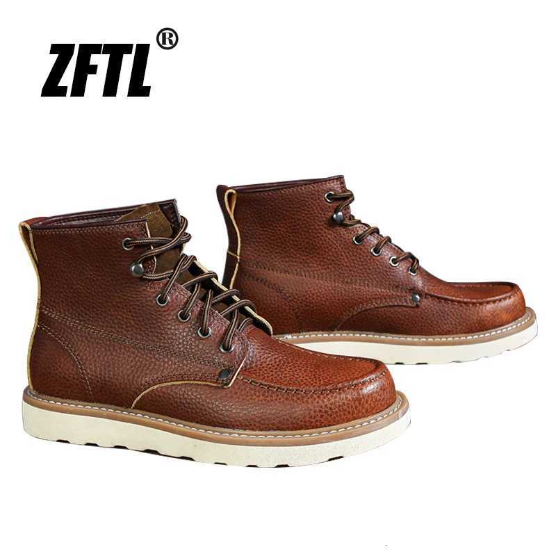 2025 ZFTL Mens Boots Cowhide Thick-soled Retro British Outdoor Tooling Shoes Ankle Boots Male Casual Lace-up Boots W250811