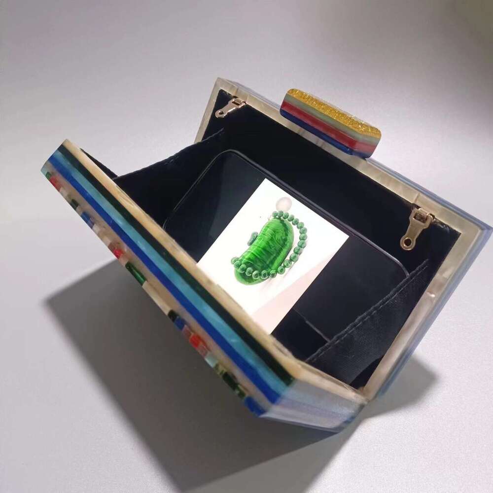 New Single Shoulder Crossbody Fashionable Women's Color-Block Striped Acrylic Bag Party Clutch