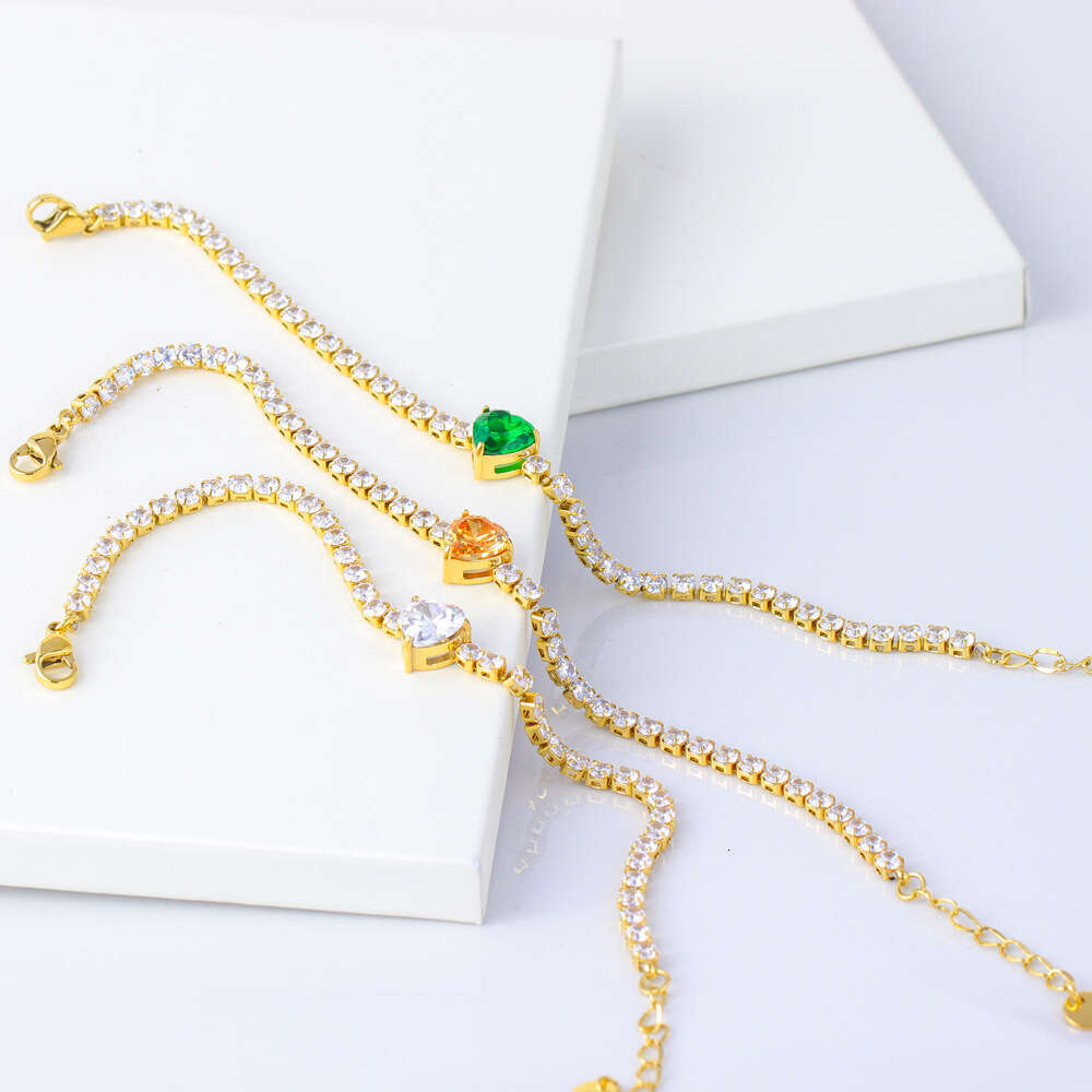 Heart-Shaped Zircon Fashionable Elegant Necklace Set Hong Kong Style High-End Temperament Women's New Bracelet