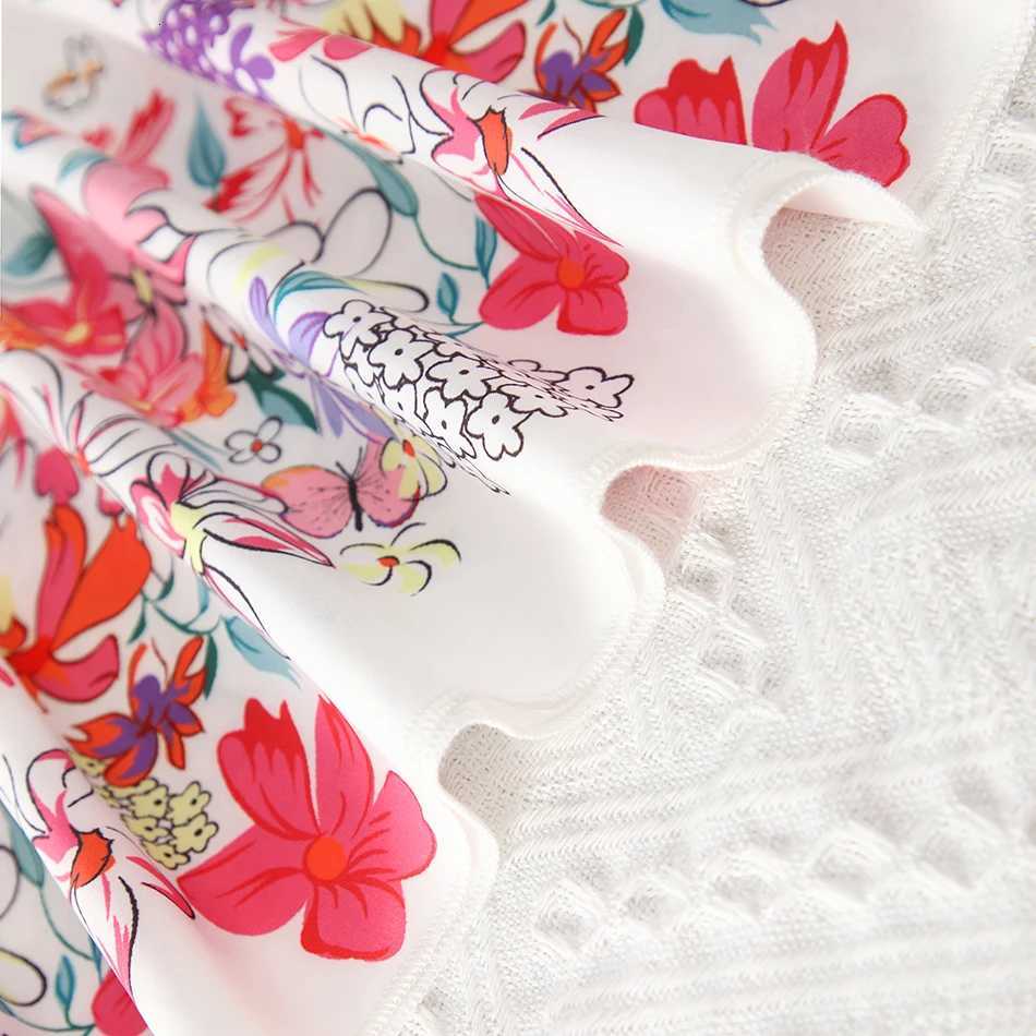 2025 Girls Summer Print Flower Spliced 2-10 Years Baby Girl Floral Princess Summer Dress with Ruffled Sleeves W250811