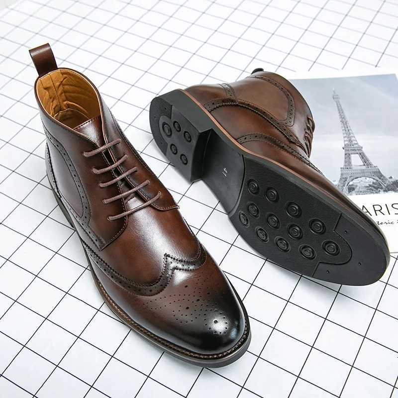 Genuine Leather Luxury Footwear Designer Formal Brogue Dress Winter Business Shoes for Men Fashion Chelsea Casual Ankle Boots Size 45 W250811