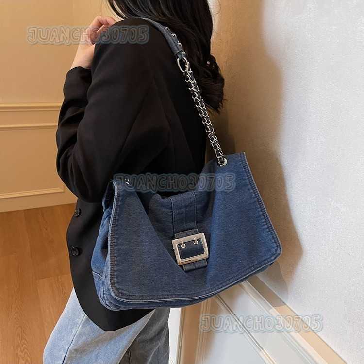 Style Simple Large Capacity Tote Bag Casual Denim Bag for Women 2025 Spring New Commuter Crossbody Bag H250809